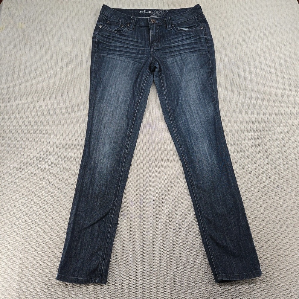 Refuge Jeans Womens 11 Blue Denim Mid Rise Straight Leg Dark Wash 32x31